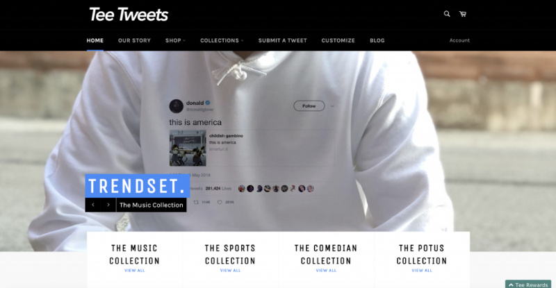 The Tee Tweets homepage.