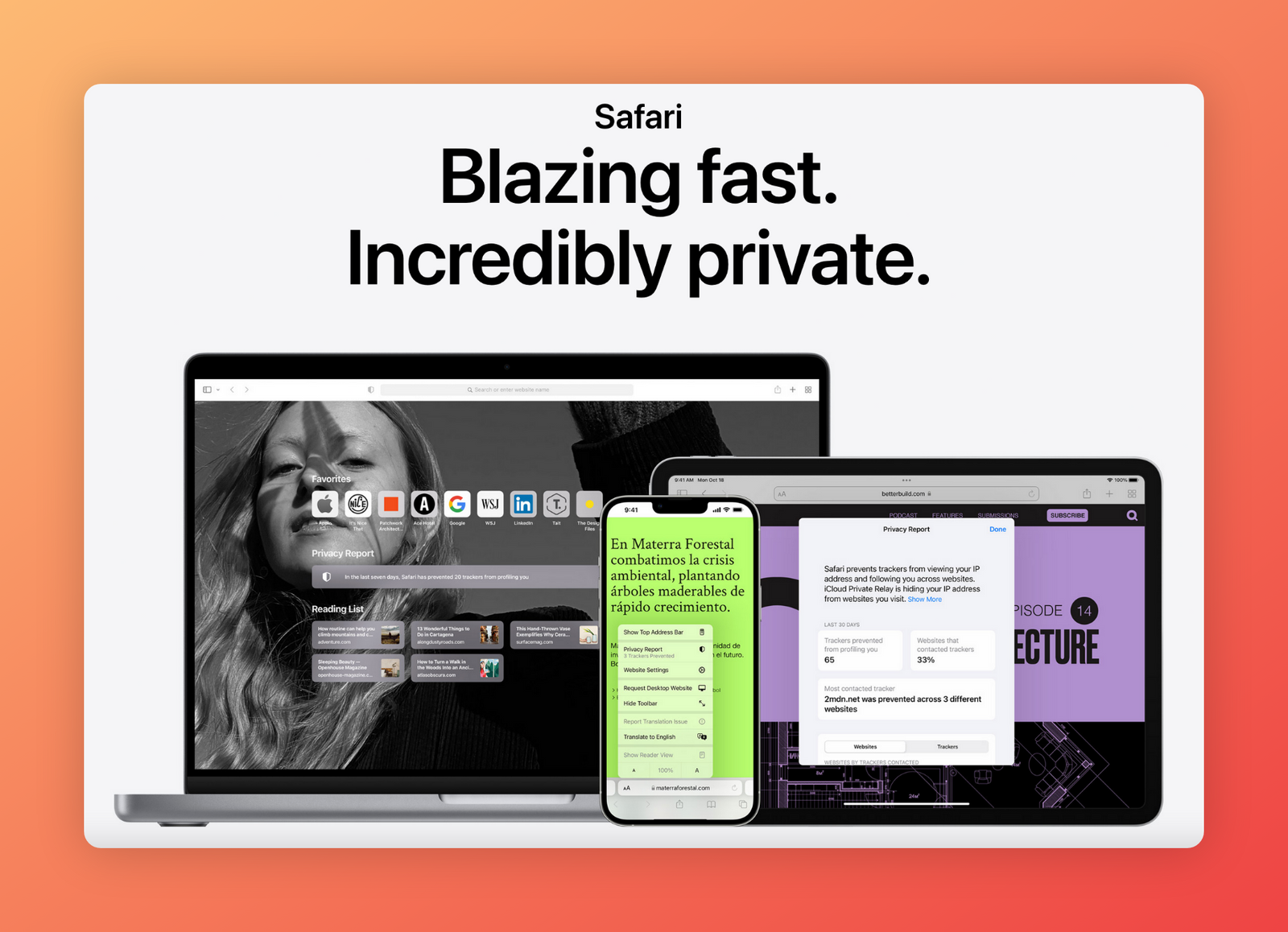 The Safari browser homepage.